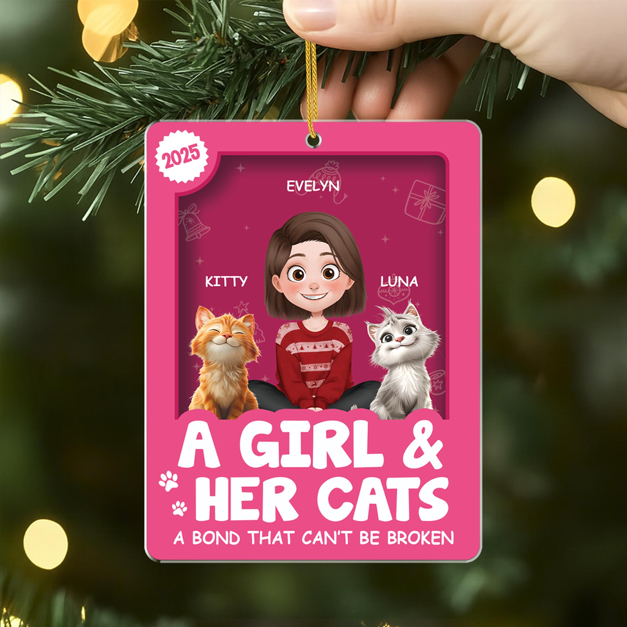 6669OUS2 3d printing effect acrylic christmas ornaments custom gifts for cat lovers 6669OKZAD