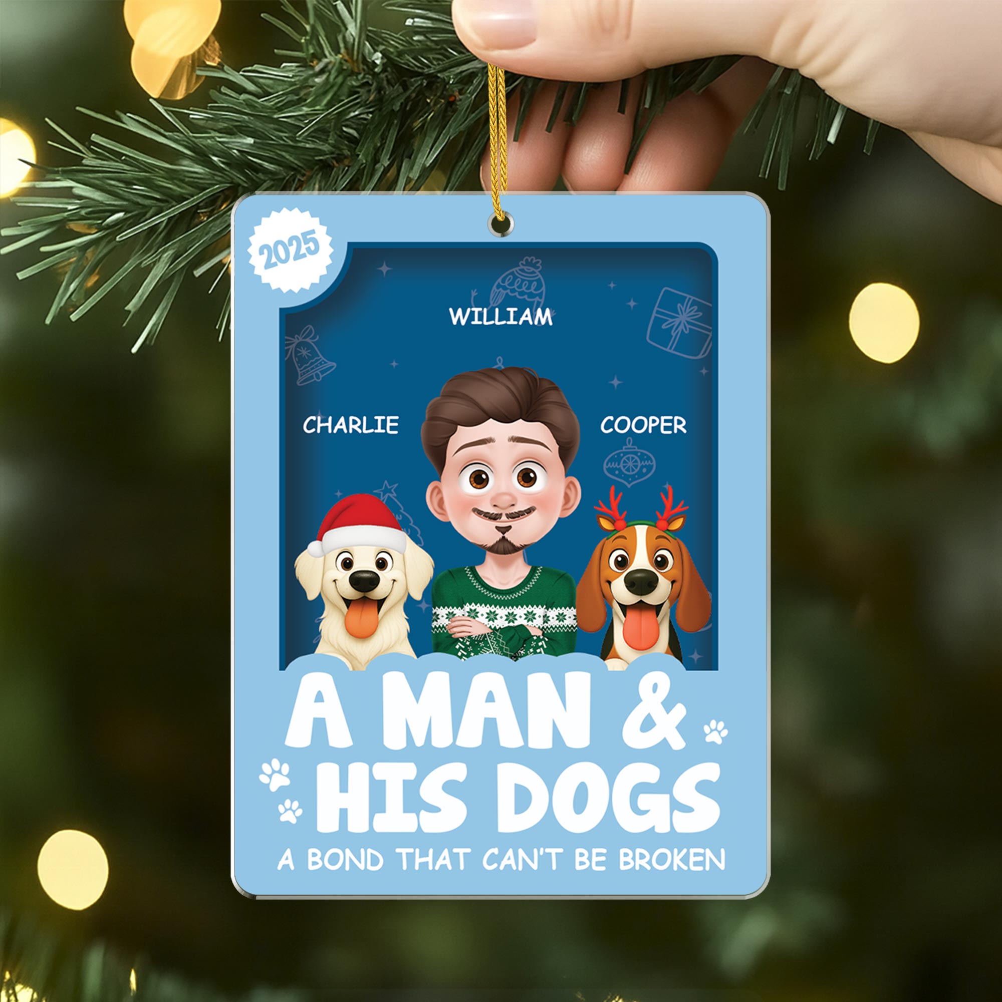 6669OUS2 3d printing effect acrylic christmas ornaments custom gifts for dog lovers 6669OKZAC