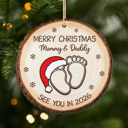 6671OUS1 custom 1 layered wooden photo ornaments christmas gifts for parents to be 6671OKPCA