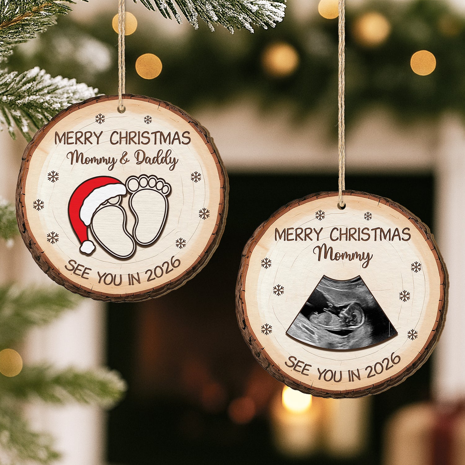 6671OUS2 custom 1 layered wooden photo ornaments christmas gifts for parents to be 6671OKPCA
