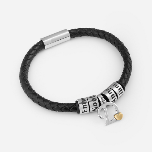 6678JUS1 custom initial bracelet_ with name beads_ leather bracelets for men_ 6678J0Y5B