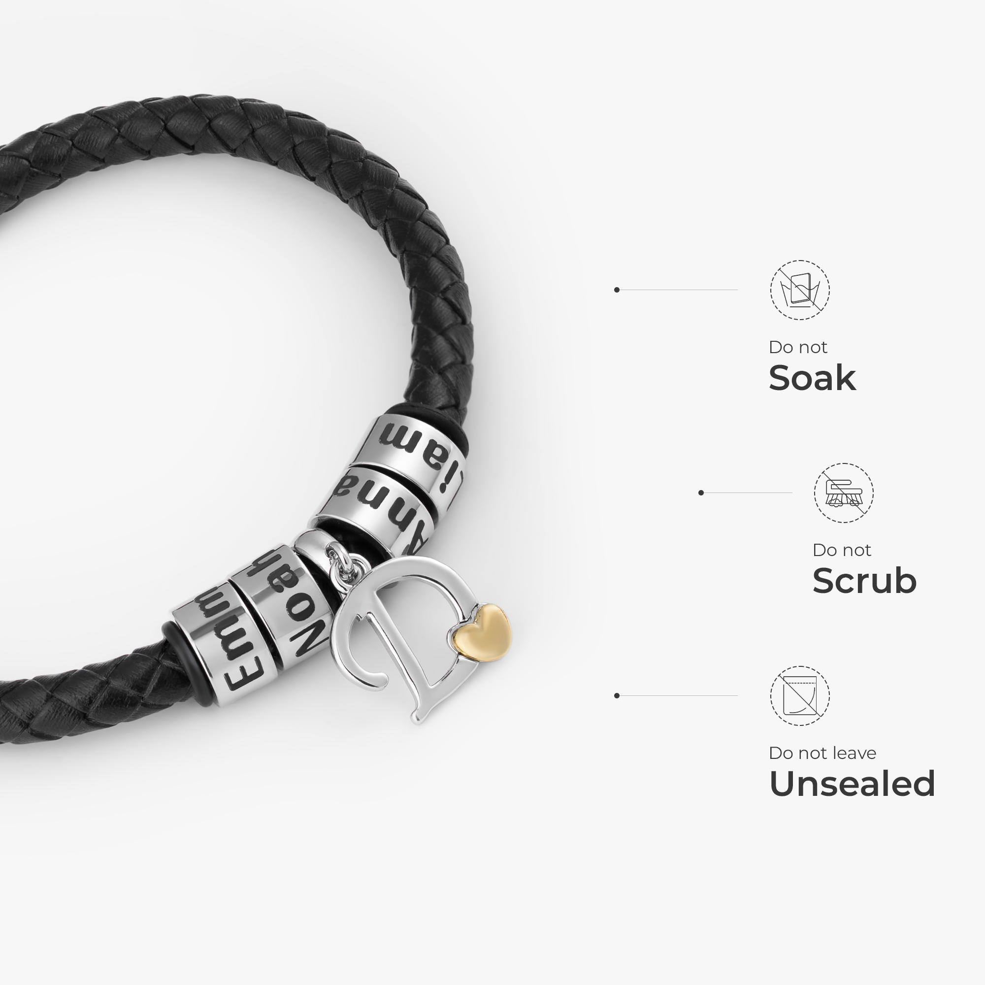 6678JUS5 custom initial bracelet_ with name beads_ leather bracelets for men_ 6678J0Y5B