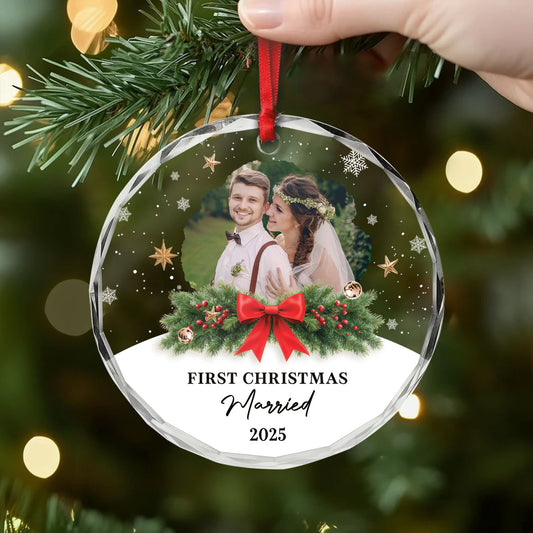 6680OUS2 glass first christmas engaged ornament custom couple photo gifts 6680OKV5G