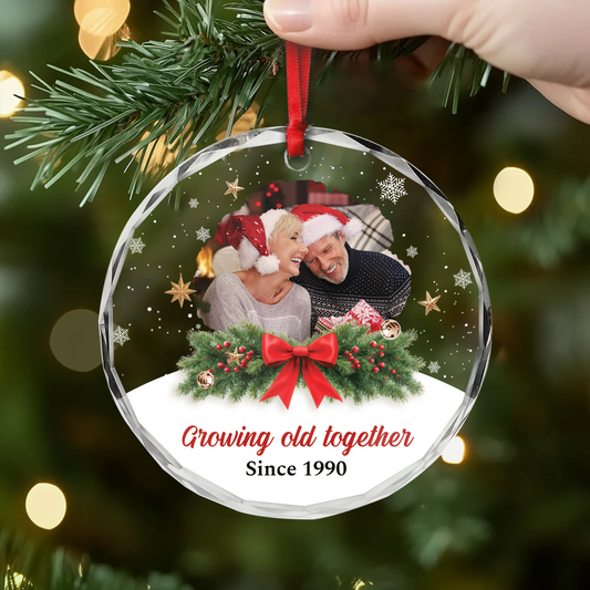 6681OUS2 glass growing old together since ornament custom christmas photo gifts for couples 6681OKT5G
