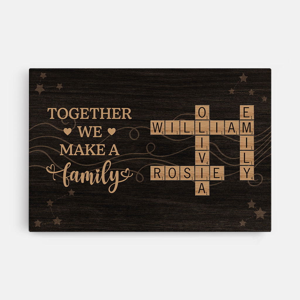 6685CUS1 custom family name crossword wall art_ together we make a family canvas 6685C8VMI