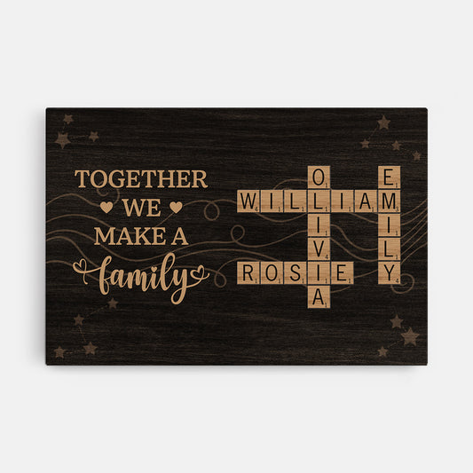 6685CUS1 custom family name crossword wall art_ together we make a family canvas 6685C8VMI