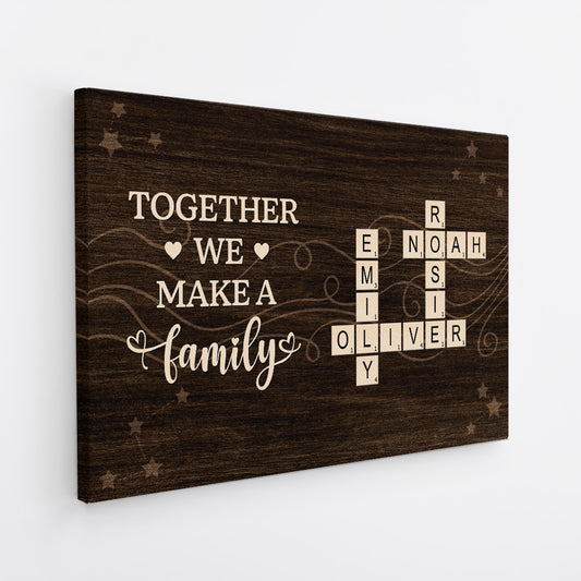 6685CUS2 custom family name crossword wall art_ together we make a family canvas 6685C8VMI