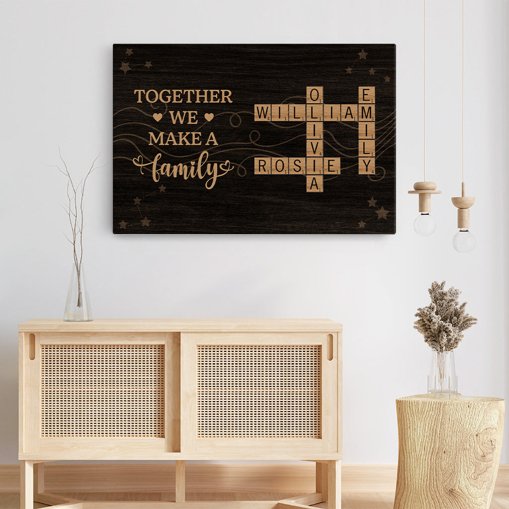 6685CUS3 custom family name crossword wall art_ together we make a family canvas 6685C8VMI