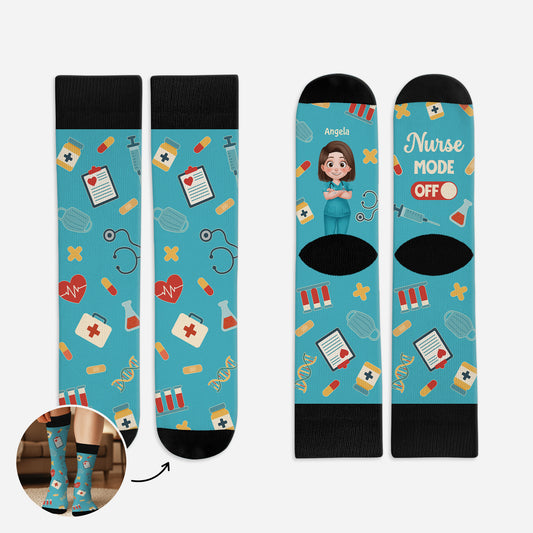 6694JUS1 nurse mode on socks personalized gifts for nurses_ doctors 6694JTLMN_1