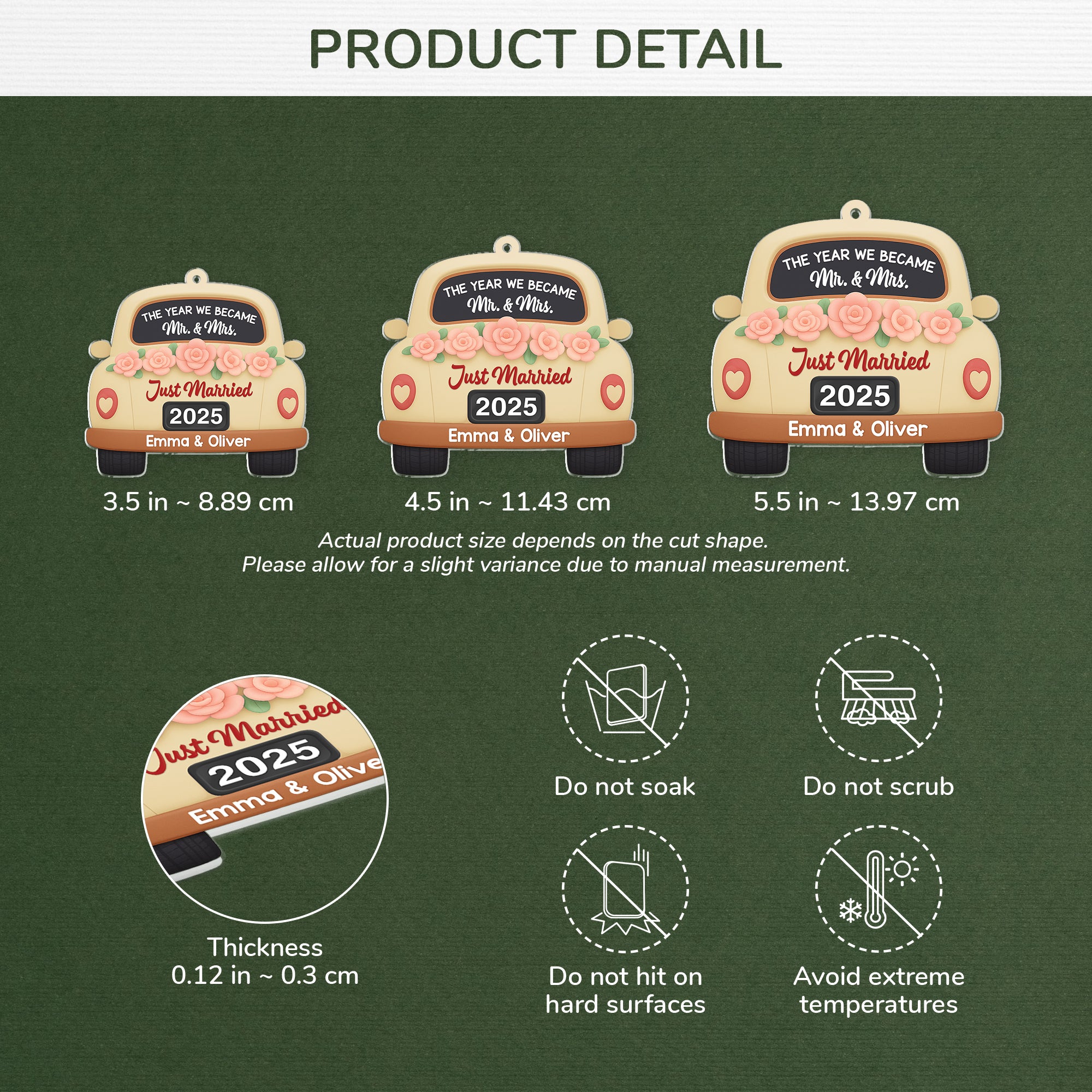 6713OUS1 3d printing effect acrylic wedding christmas ornament personalized couple gift 6713OKLCG_3