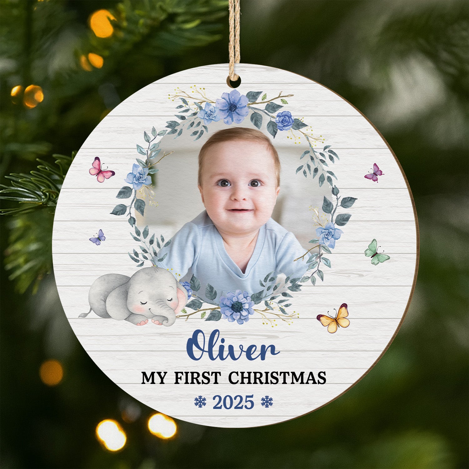 6714OUS1 1 layered wooden newborn ornaments_ with photo custom christmas gifts for kids 6714O8PTK
