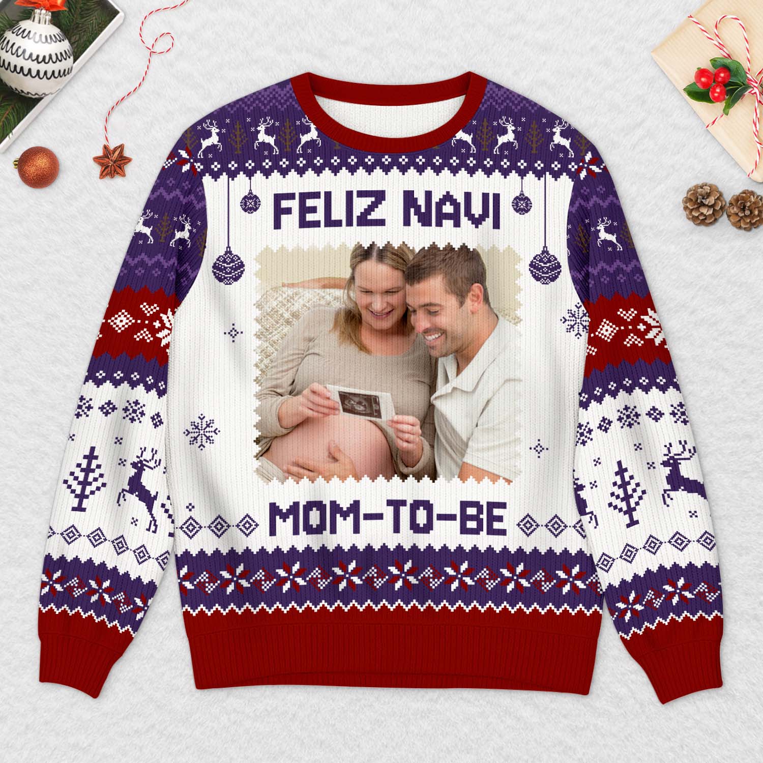 6725WUS2 custom photo ugly christmas sweater gifts for parents to be 6725WKZNB