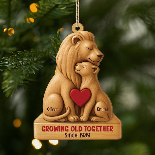6726OUS1 3d printing effect 1 layered wooden lion christmas ornament custom couple gifts 6726O3TMG