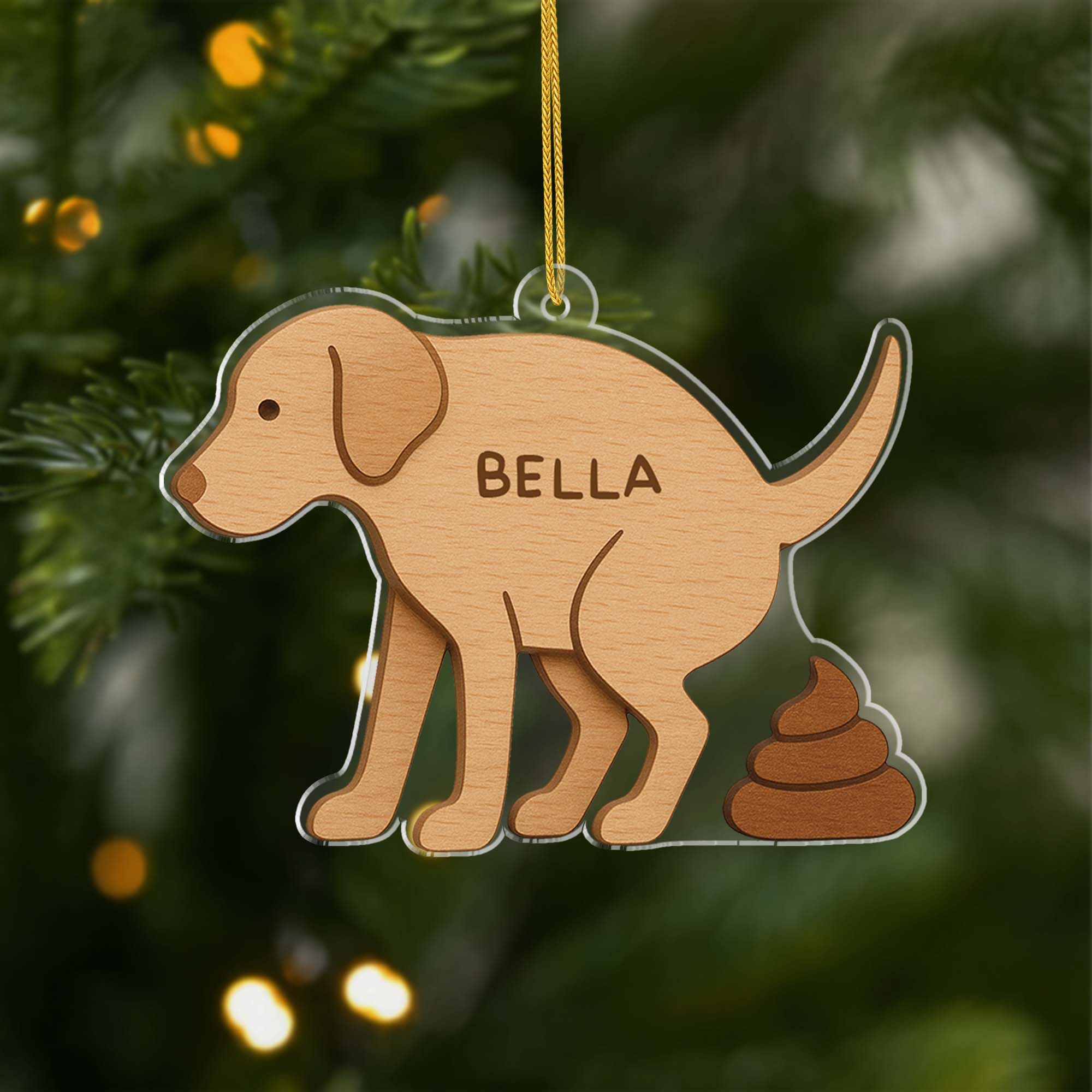6727OUS1 3d printing effect custom acrylic pooping dog ornament funny christmas gifts 6727O3ZQC