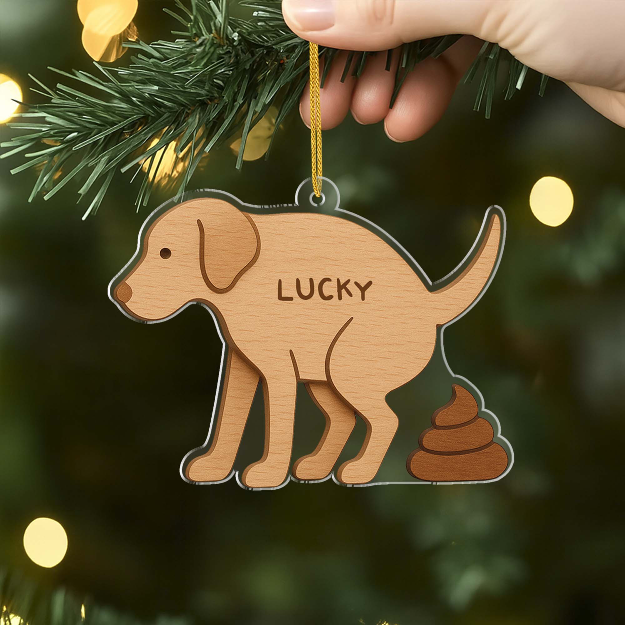 6727OUS2 3d printing effect custom acrylic pooping dog ornament funny christmas gifts 6727O3ZQC