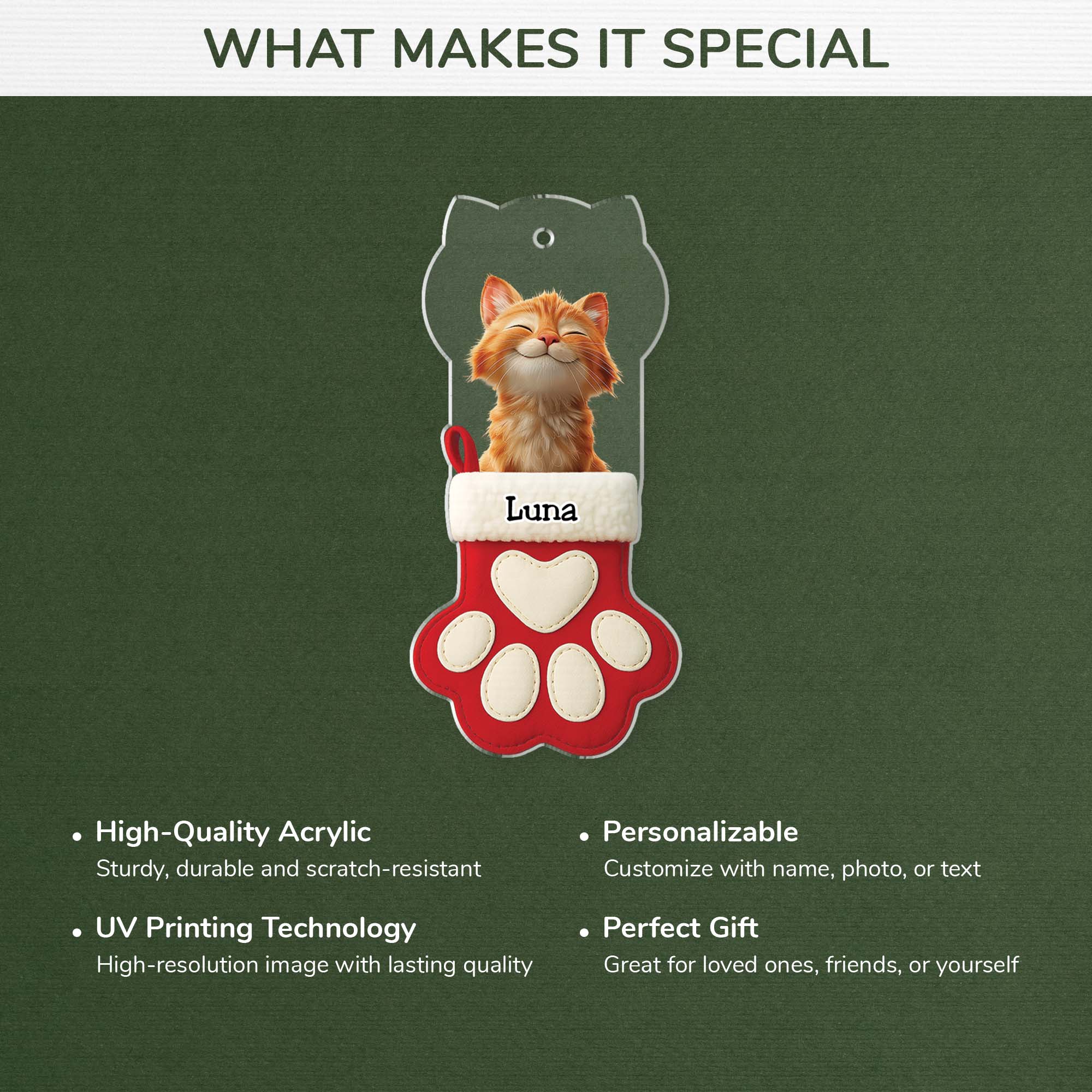 6731OUS4 3d printing effect custom acrylic photo ornaments cat christmas ornaments 6731OTZAD