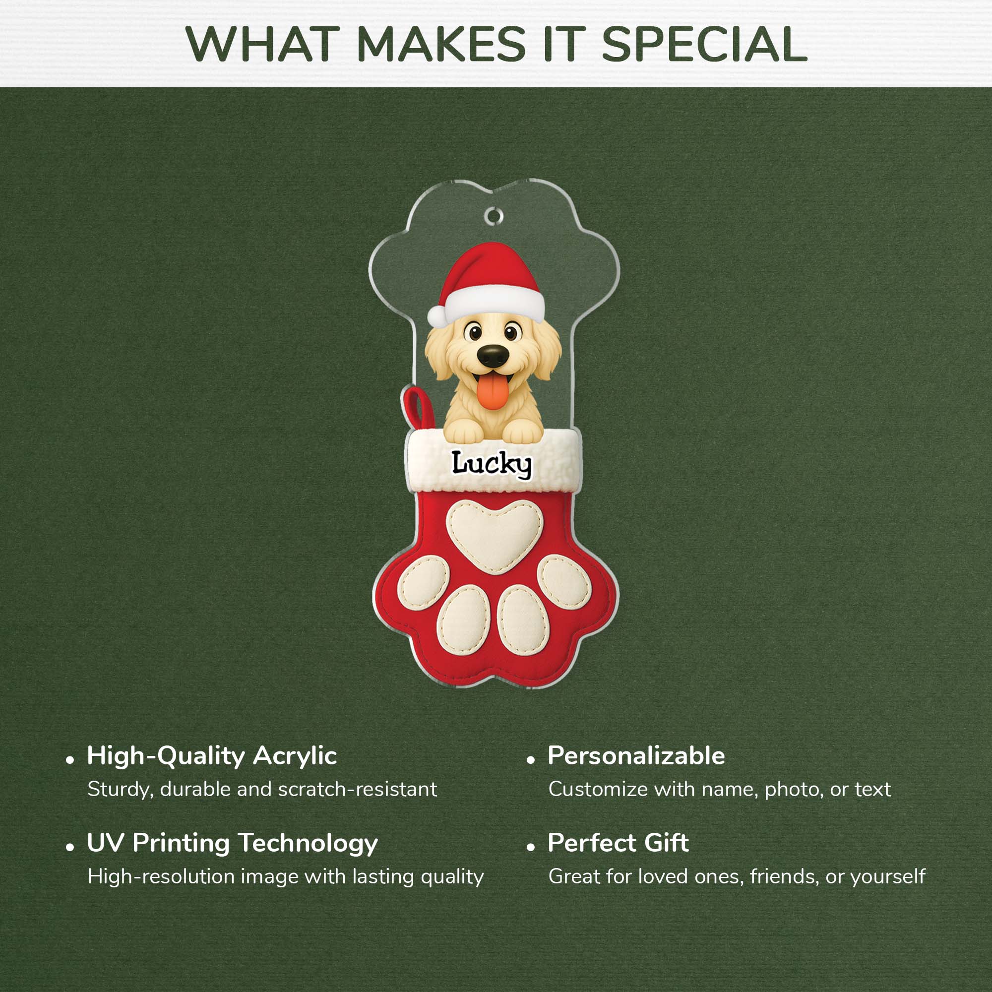 6731OUS4 3d printing effect custom acrylic photo ornaments dog christmas ornaments 6731OTZAC