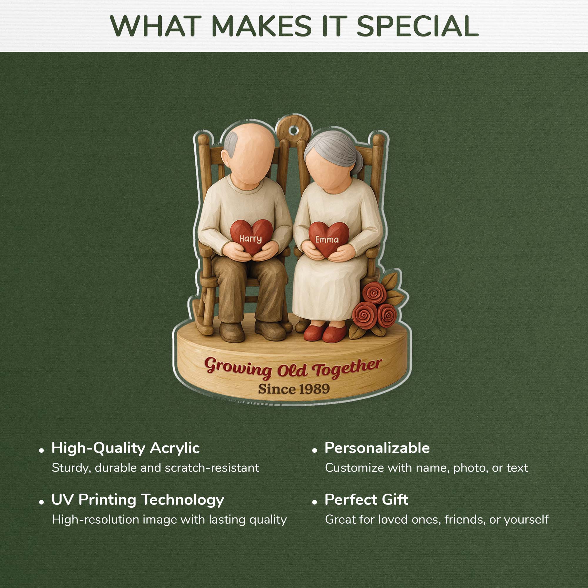 6734OUS4 3d printing effect acrylic old couple christmas ornament_ custom couple gift 6734O