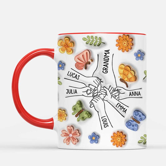 6748MUS2 3d printing effect personalized hand in hand mugs gifts for mom grandma 6748M6ZWA