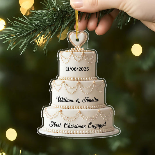 6749OUS2 acrylic wedding cake ornament custom first christmas married ornament_ for couples_ 6749O8VTG