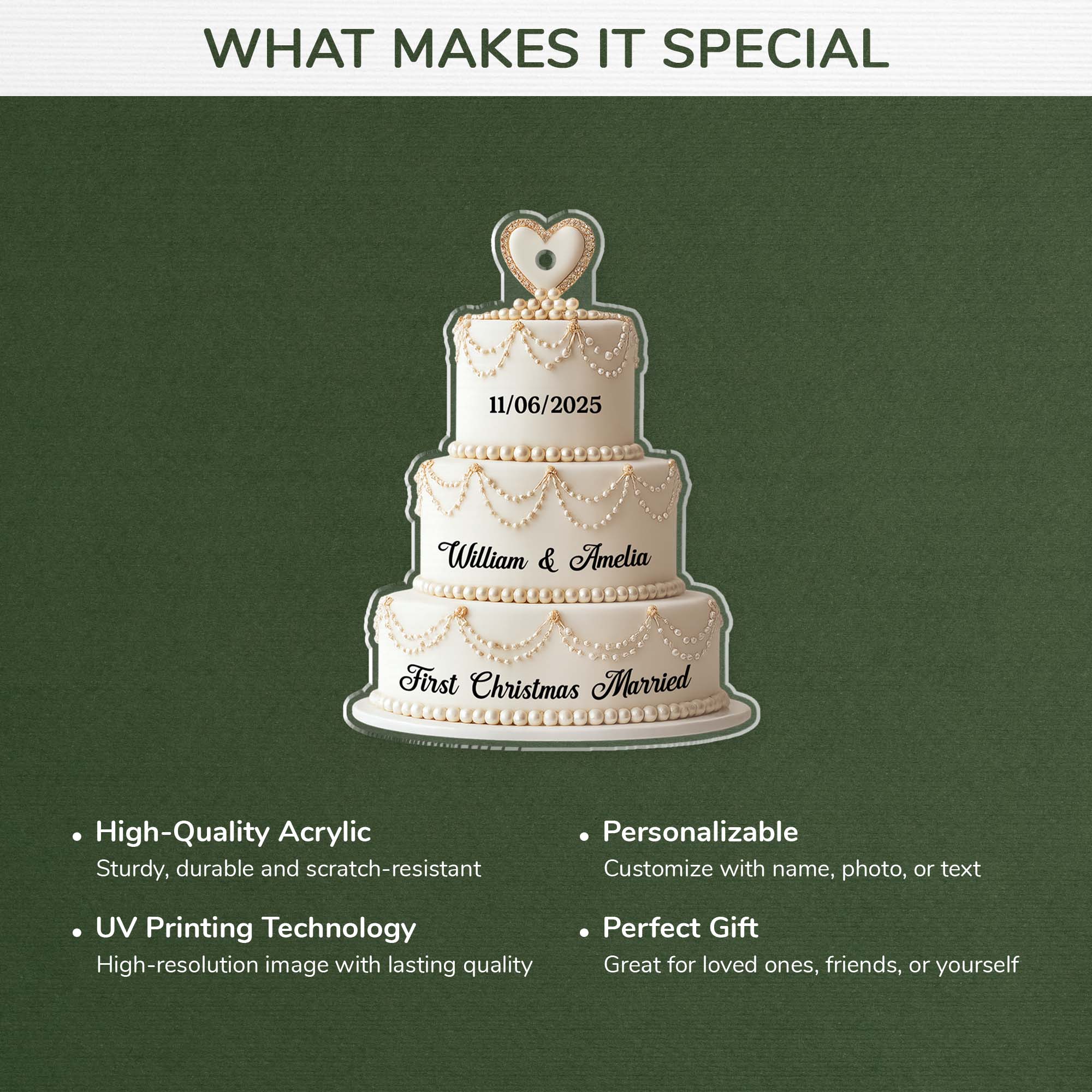 6749OUS4 acrylic wedding cake ornament custom first christmas married ornament_ for couples_ 6749O8VTG