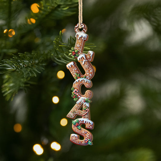 6771OUS1 3d printing effect gingerbread letter ornaments custom 1 layered wooden xmas ornaments 6771O