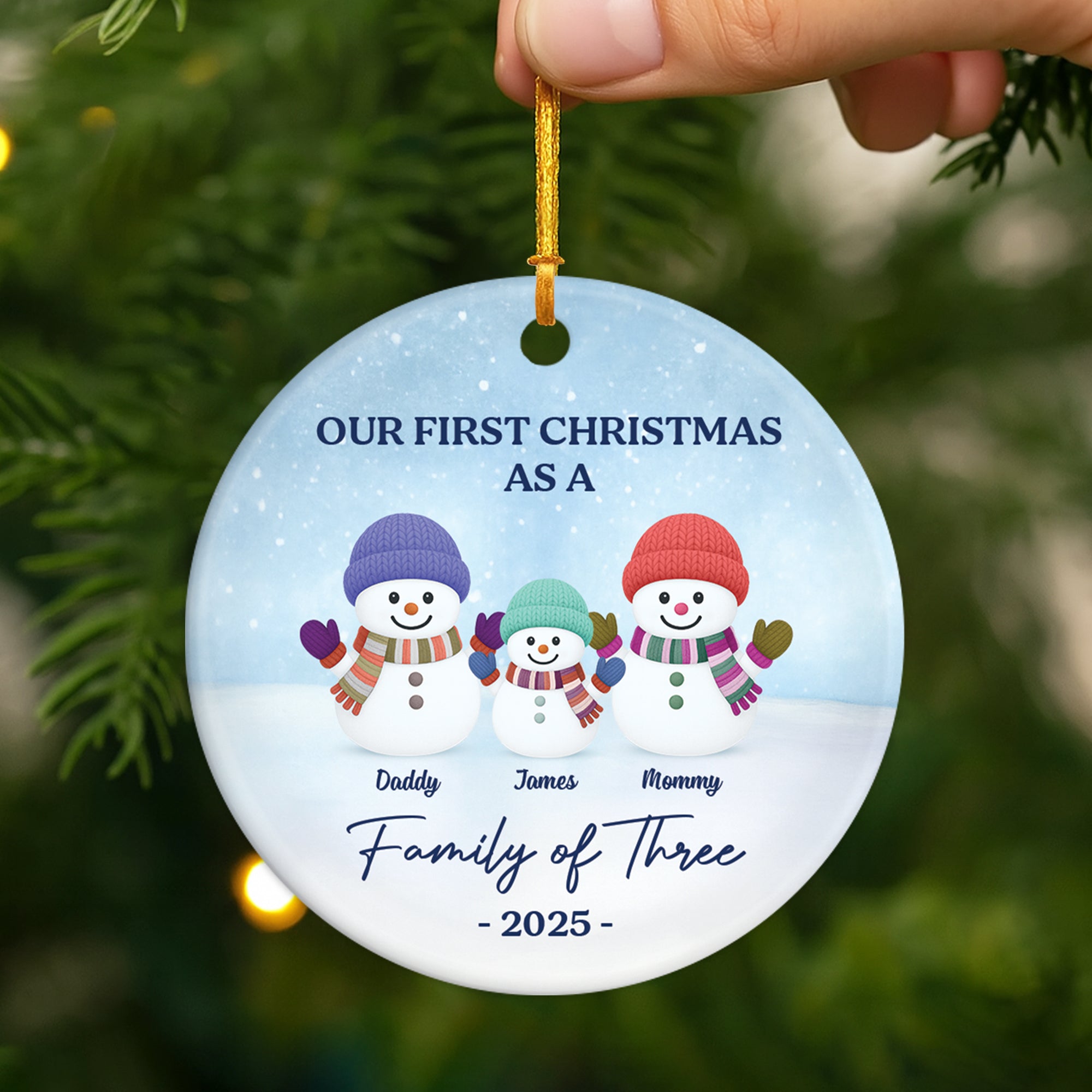 6773OUS2 custom ceramic snowman ornaments first christmas as a family of 4 ornament_ 6773OTZNI
