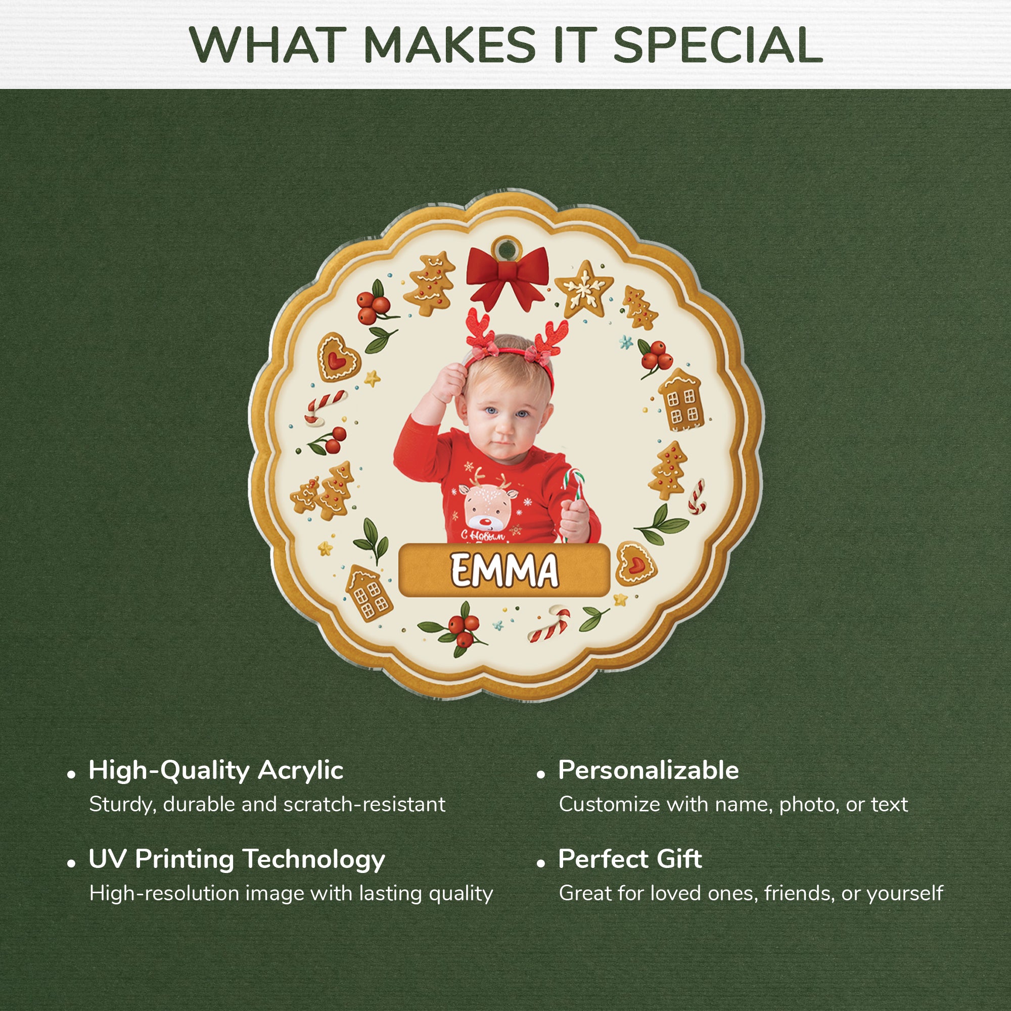 6778OUS4 3d printing effect custom acrylic photo ornaments christmas gifts for kids 6778O3VCK