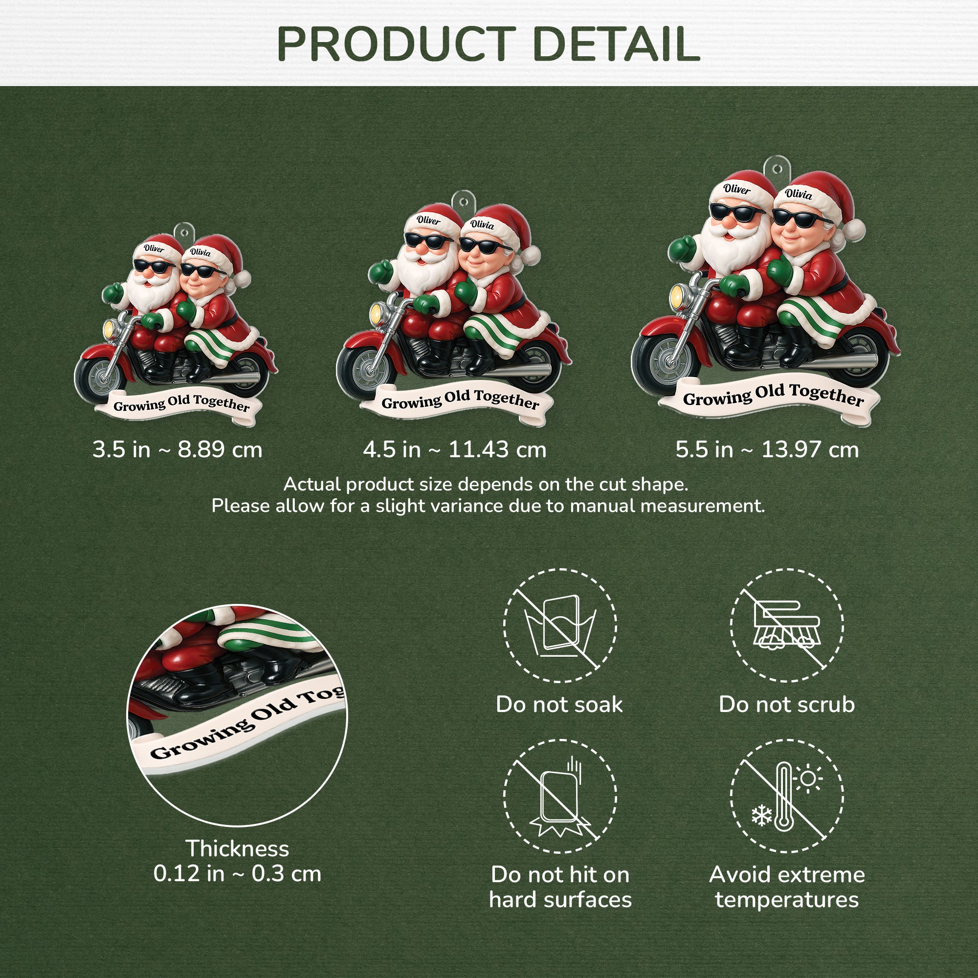 6782OUS3 3d printing effect acrylic santa and mrs claus on motorcycle ornament custom xmas gift 6782O6VCG