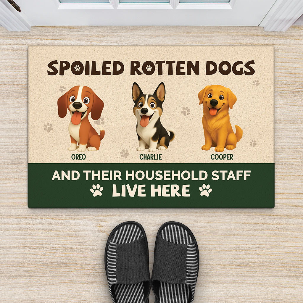 6789DUS2 spoiled rotten dogs live here doormat customized gifts for dog lovers 6789D8V5C