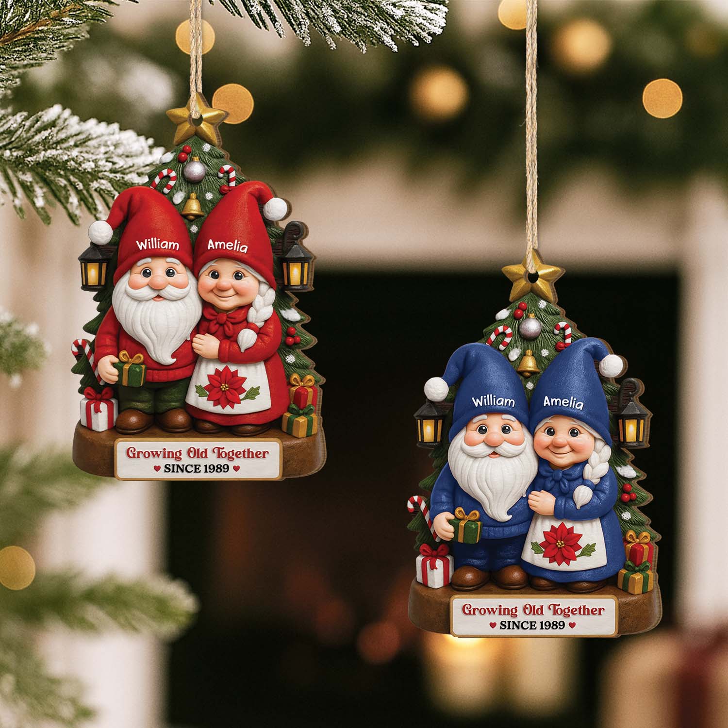 6795OUS2 3d printing effect 1 layered wood gnome ornaments custom christmas gifts for couples 6795O8PTG