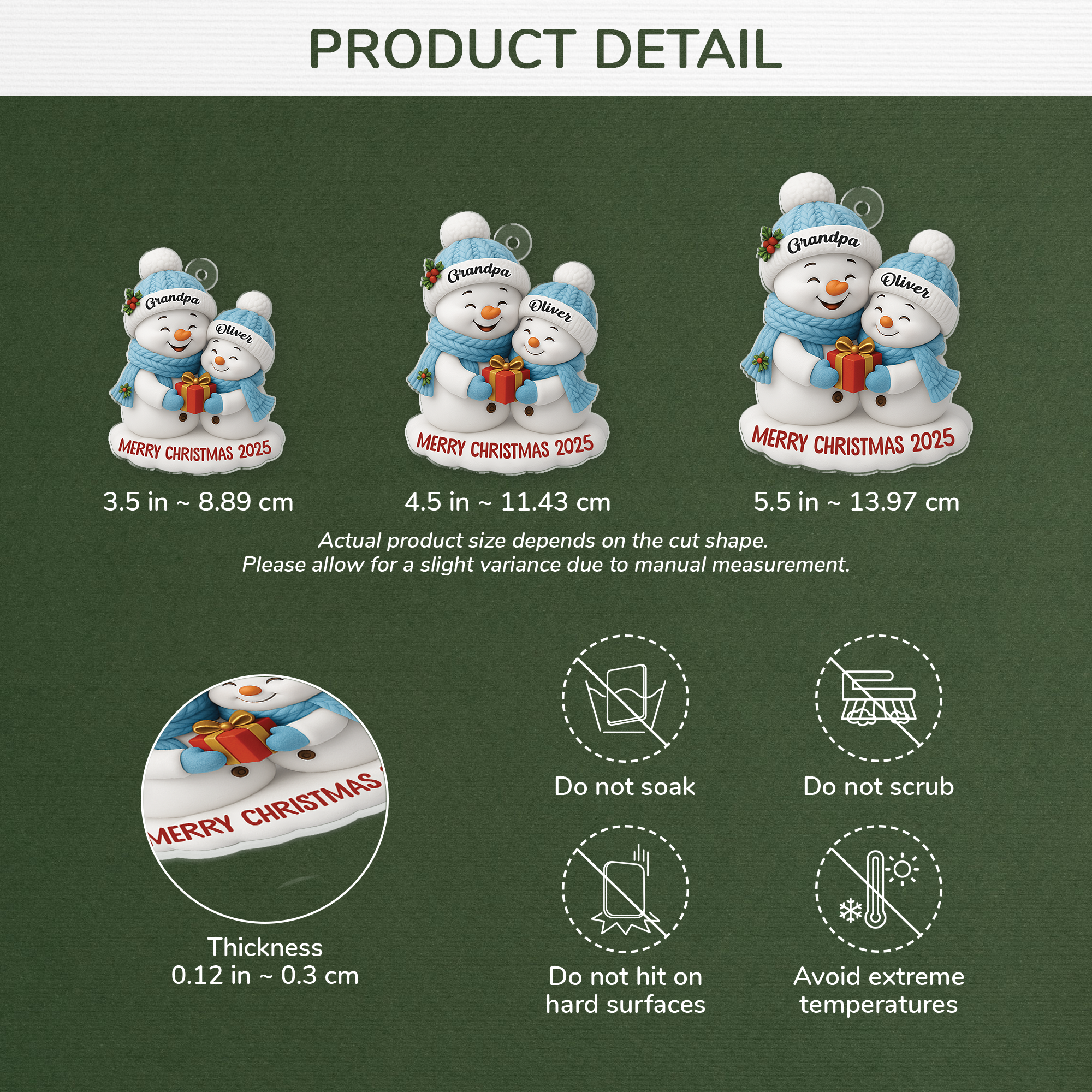 6798OUS3 3d printing effect acrylic snowman ornaments custom christmas gifts for grandparents 6798O3T5A
