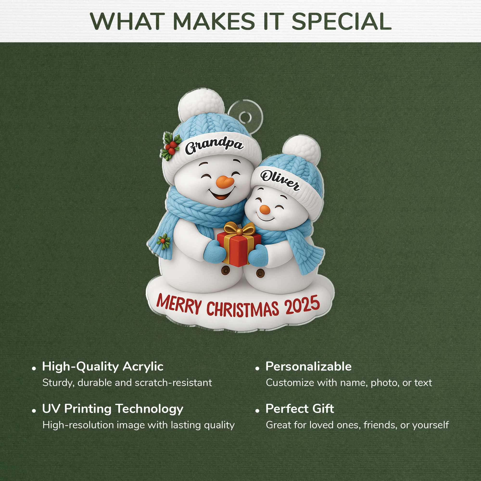 6798OUS4 3d printing effect acrylic snowman ornaments custom christmas gifts for grandparents 6798O3T5A