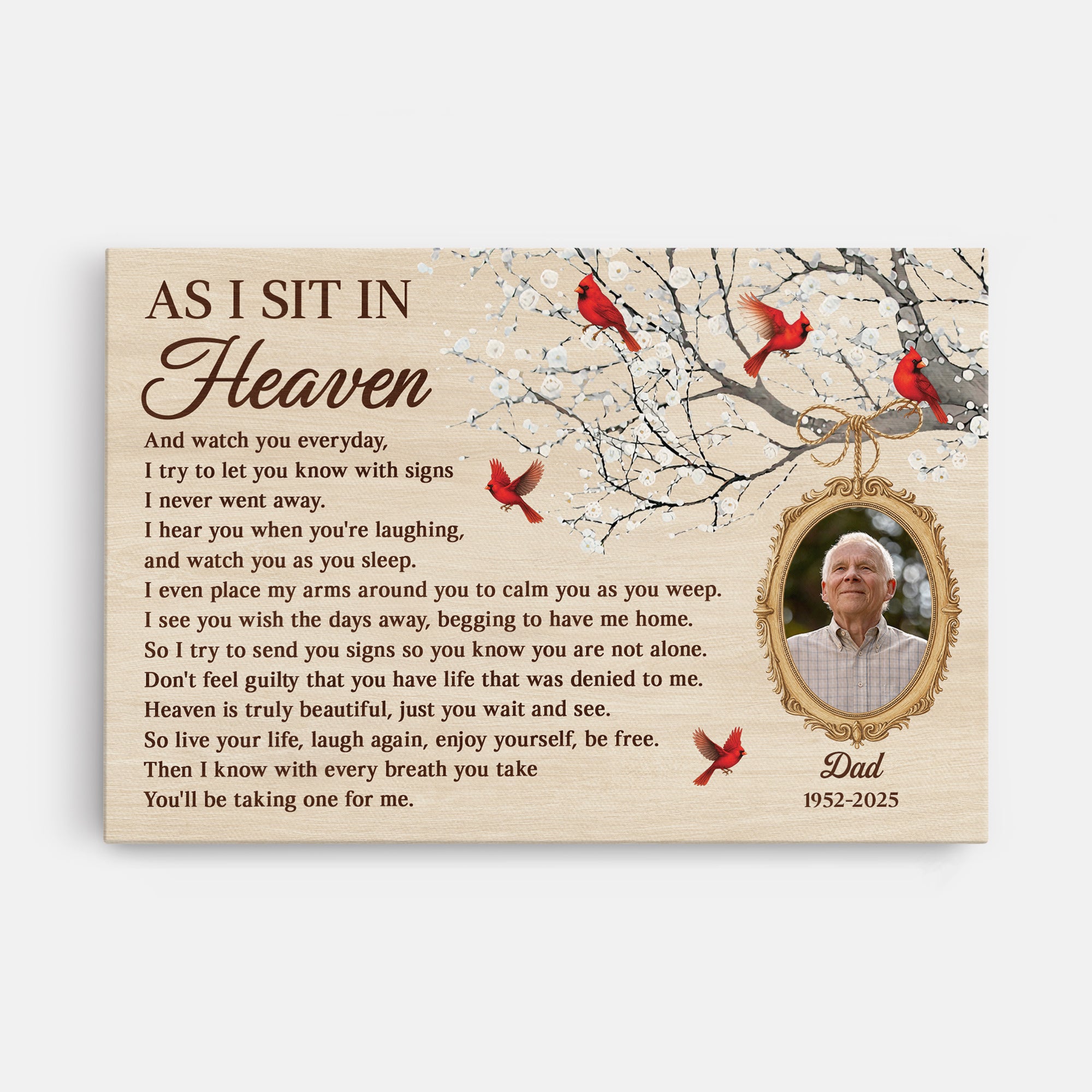 6801CUS1 as i sit in heaven canvas_ personalized memorial gifts with photo 6801C8TZB