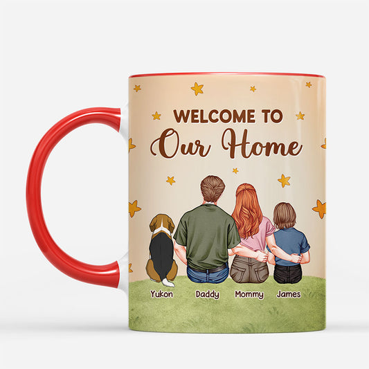 6927MUS2 welcome to our home mug custom gifts for family with dog and cat 6927M8VTI