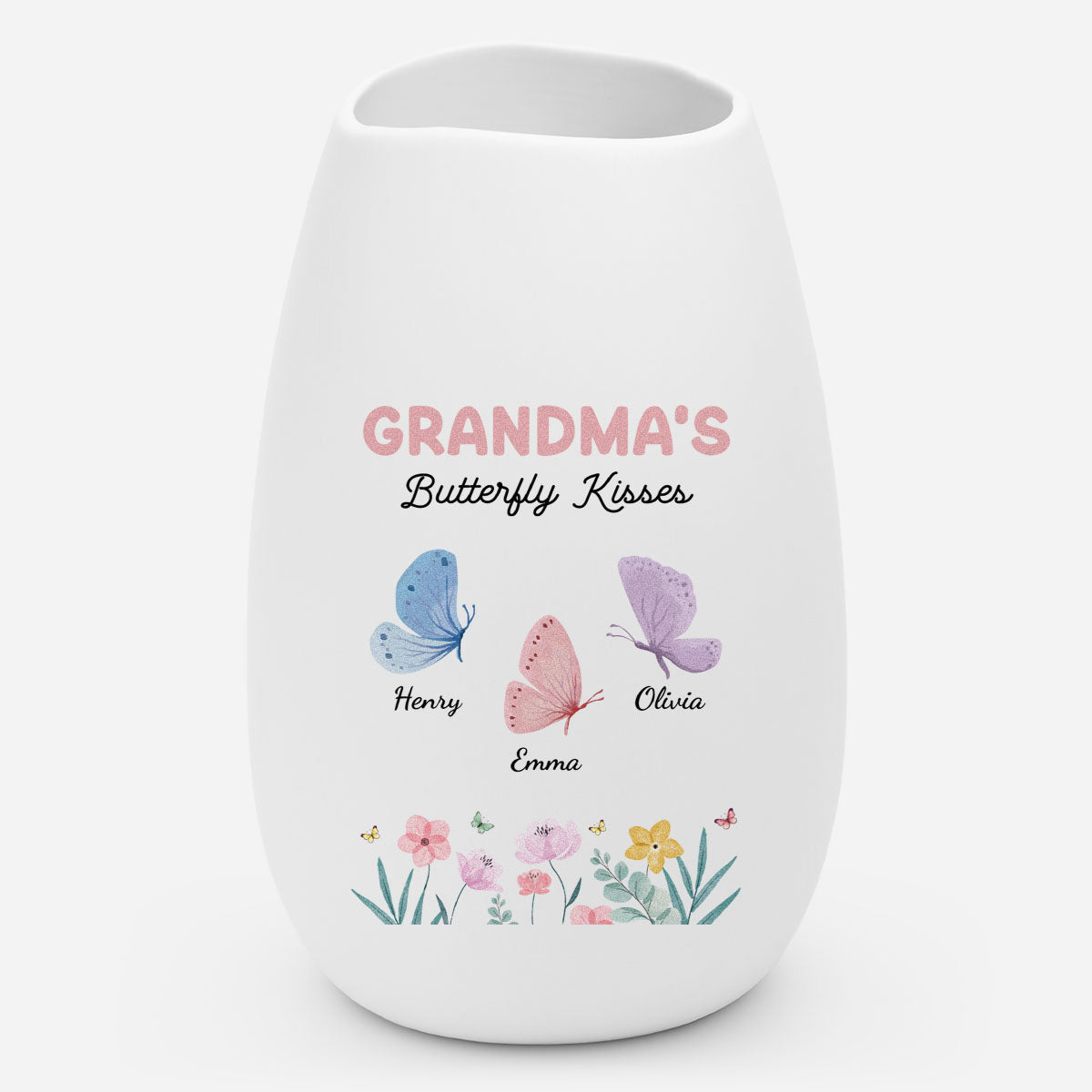 6947AUS1 grandmas butterfly kisses ceramic vase custom gifts for momgrandma 6947aotvta_1