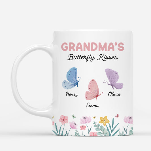 6947MUS1 grandmas butterfly kisses mug custom grandma gifts with grandkids names_ 6947MTVTA