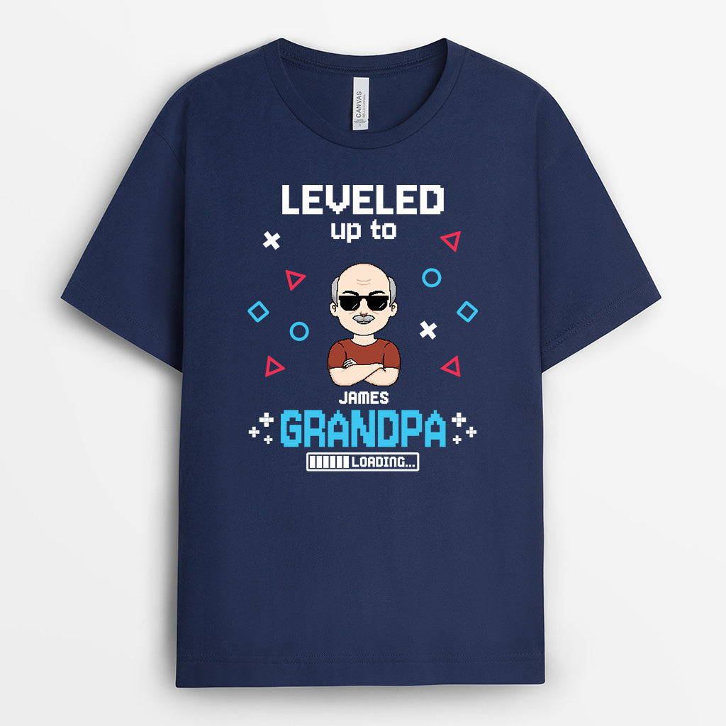 6956AUS2 leveled up to dad shirt personalized dad to be gifts for gamers 6956AKTMB