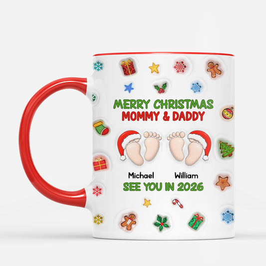 6957MUS2 3d printing effect merry christmas mug personalized gifts for parents to be 6957MKTMB