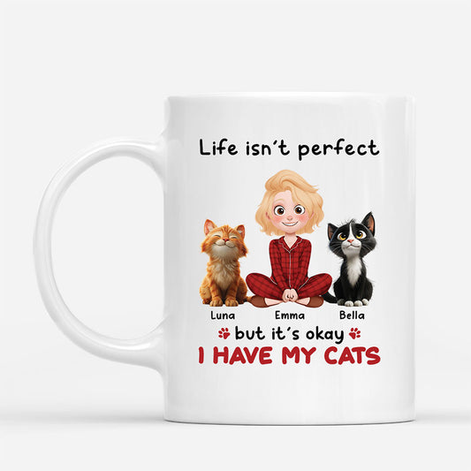 6958MUS1 personalized cat mug life isnt perfect but its okay i have my cats 6958M3VZD