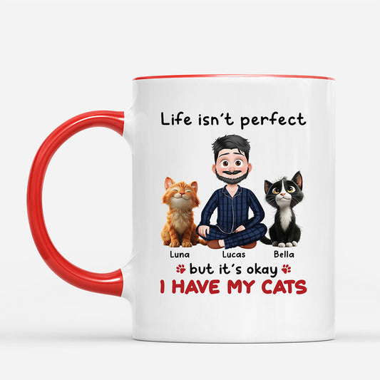 6958MUS2 personalized cat mug life isnt perfect but its okay i have my cats 6958M3VZD