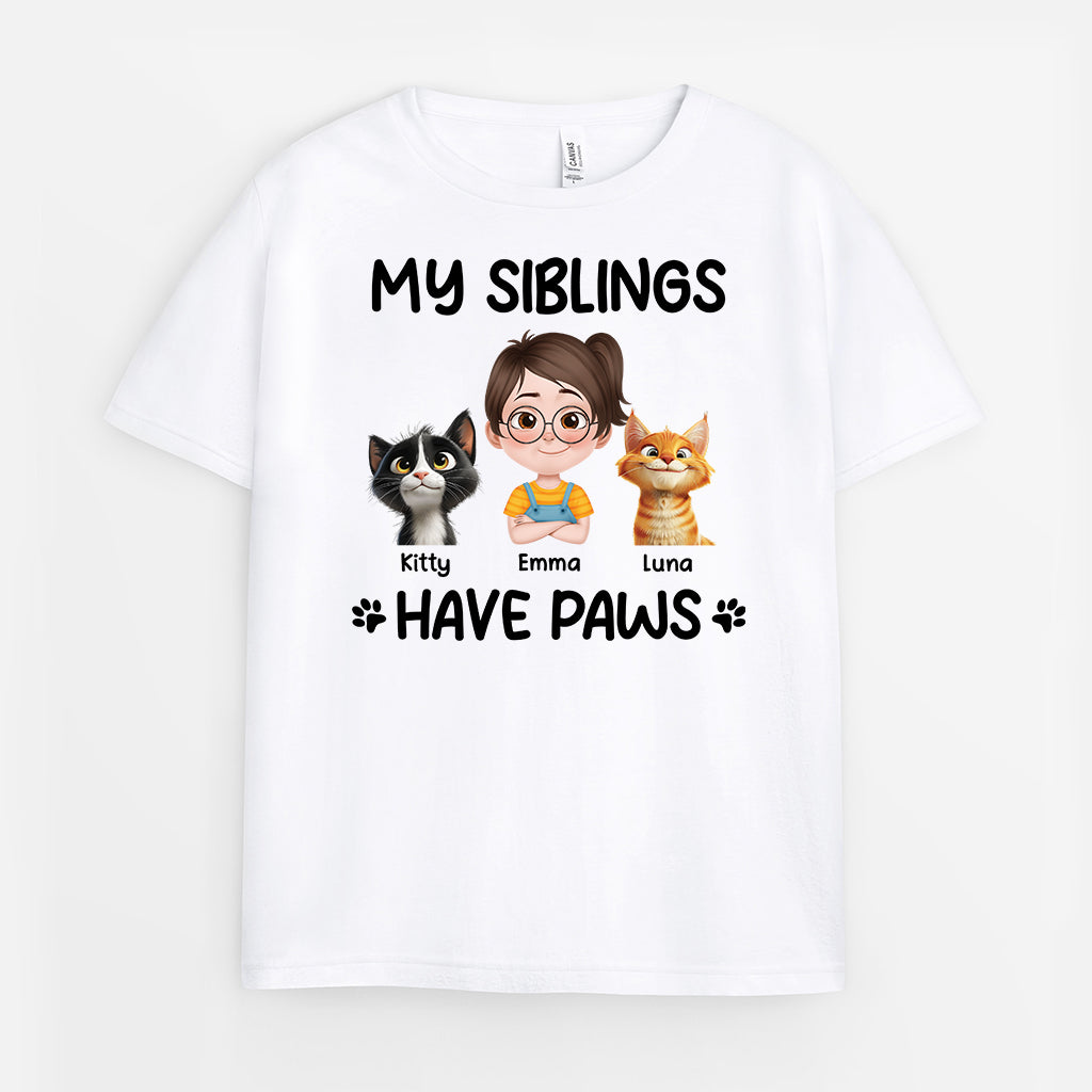 6961AUS1 my siblings have paws shirts with cats personalized kids gifts 6961A3XCD