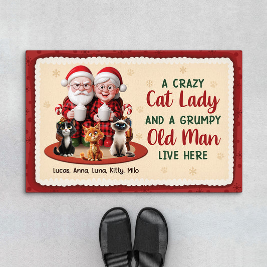 6974DUS1 personalized christmas doormat gifts for couples with cats 6974D6HWD