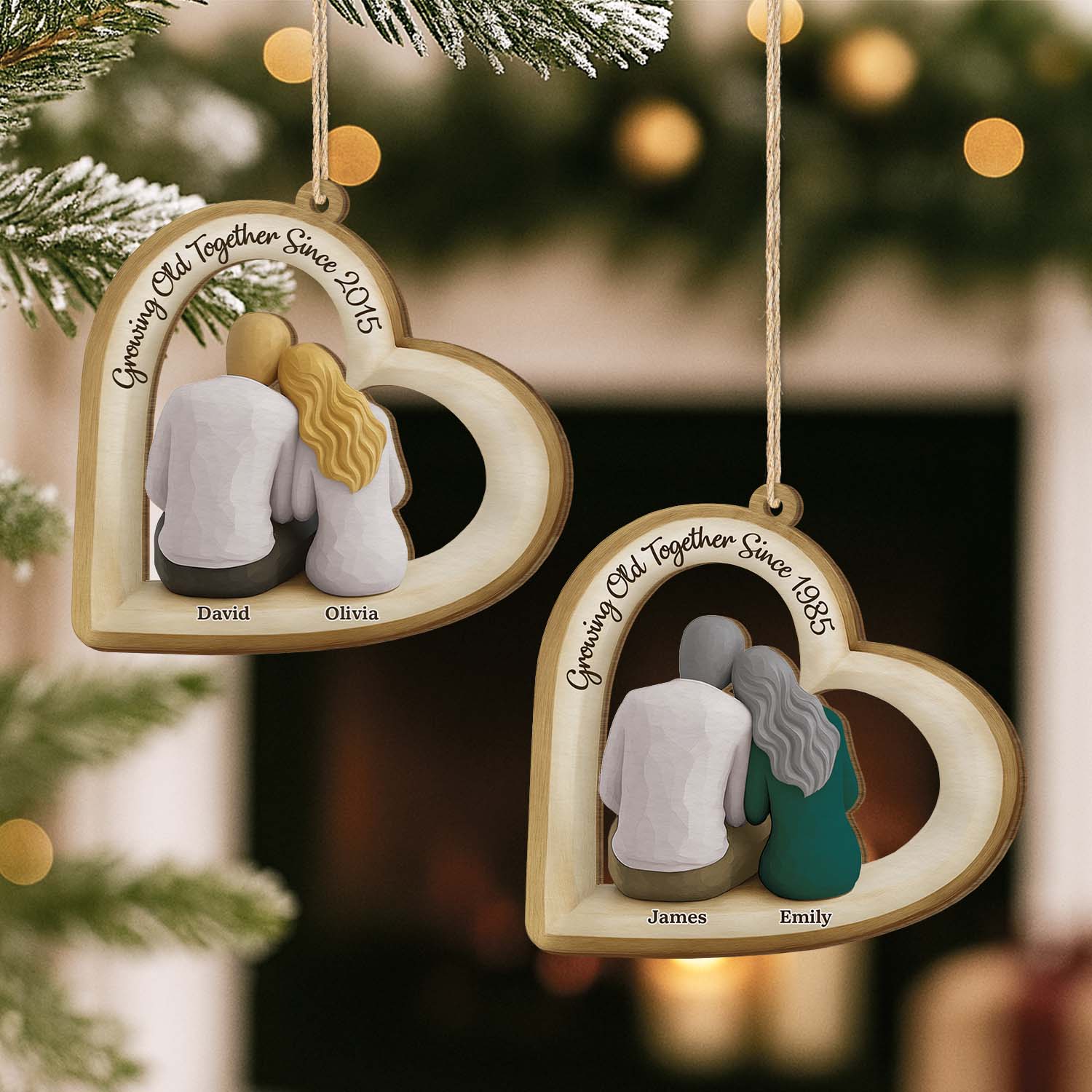 6996OUS1 1 layered wood growing old together ornament cusotm couples christmas gifts 6996OTL5G_2