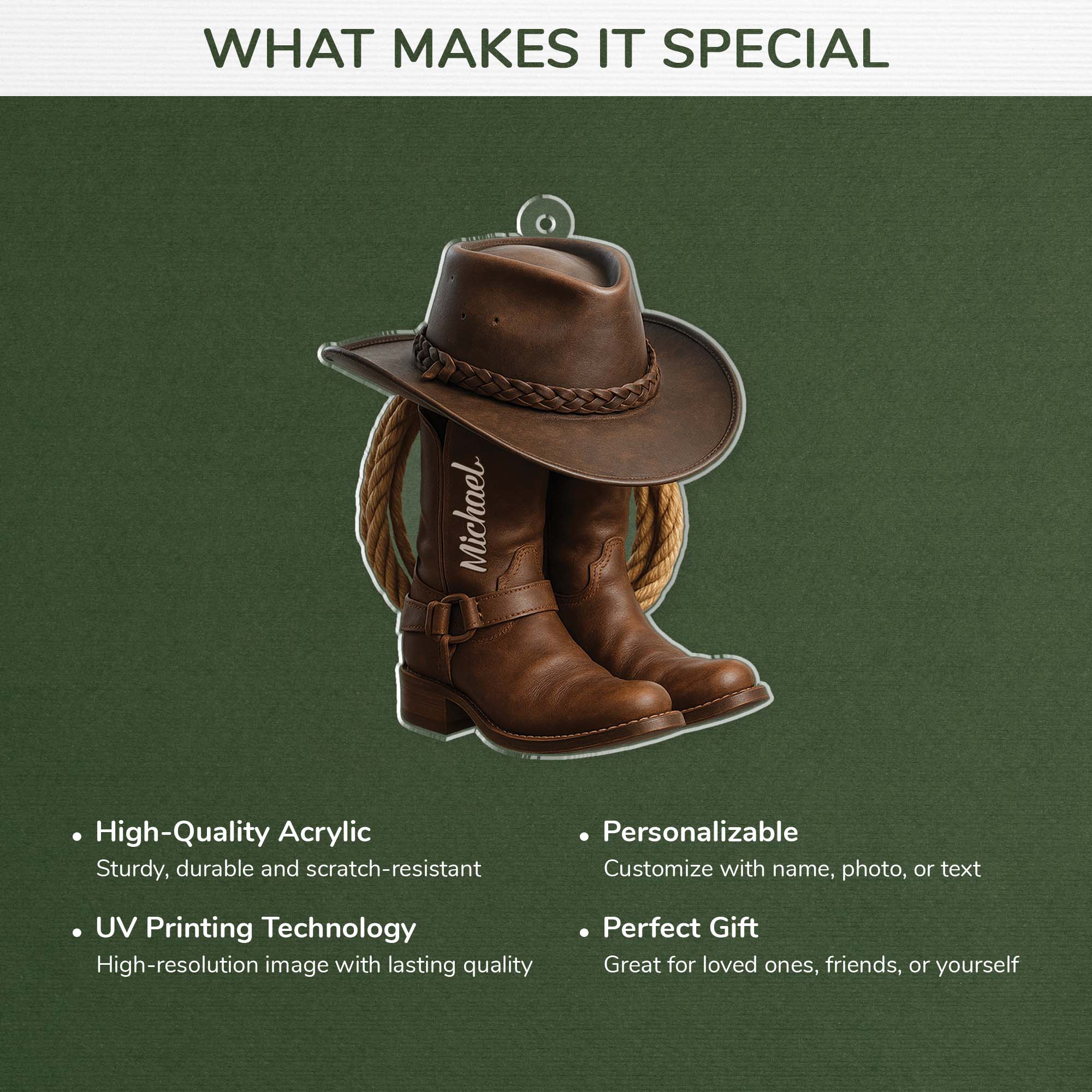 7002OUS4 acrylic cowboy boots ornament_ personalized gifts for horse lovers 7002O6L5U
