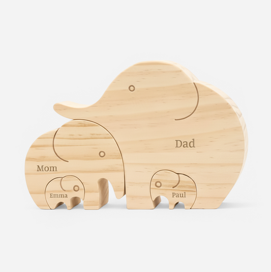 7005QUS1 wooden elephant family puzzle_ personalized gift for family 7005Q0V3I