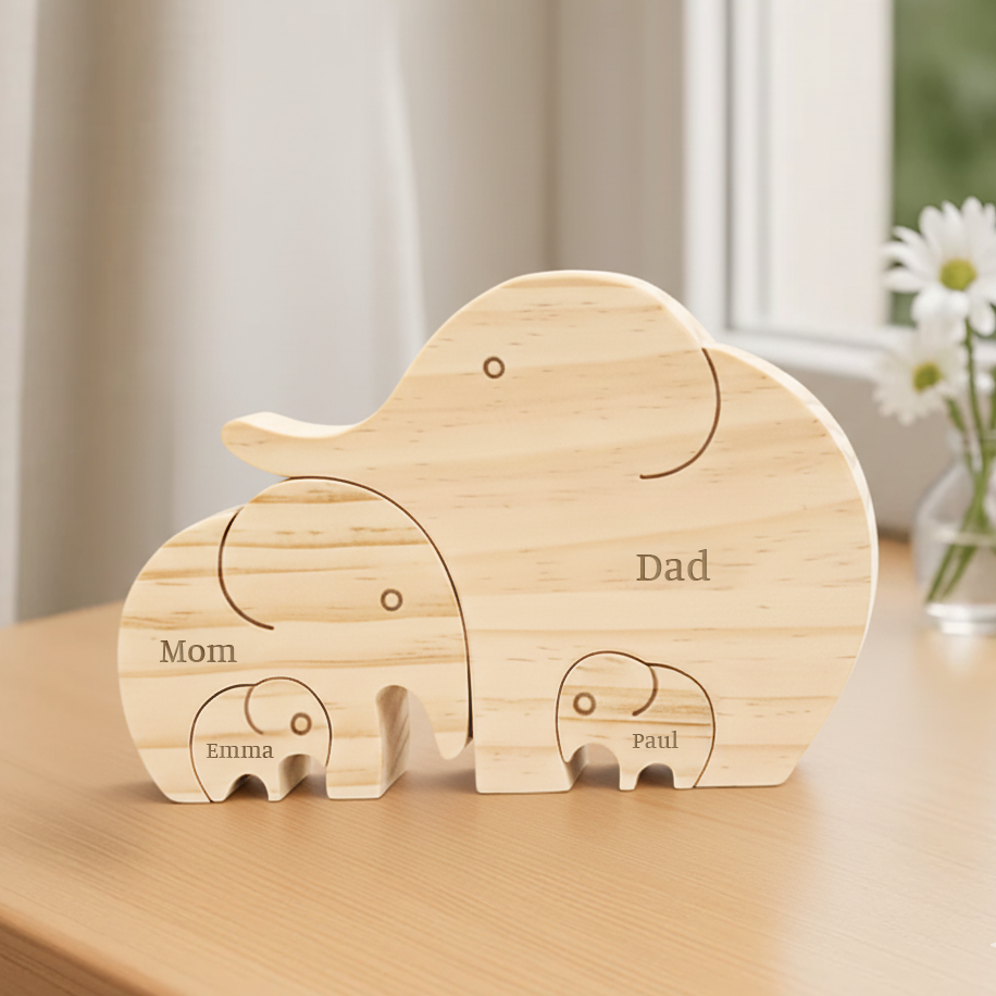 7005QUS2 wooden elephant family puzzle_ personalized gift for family 7005Q0V3I