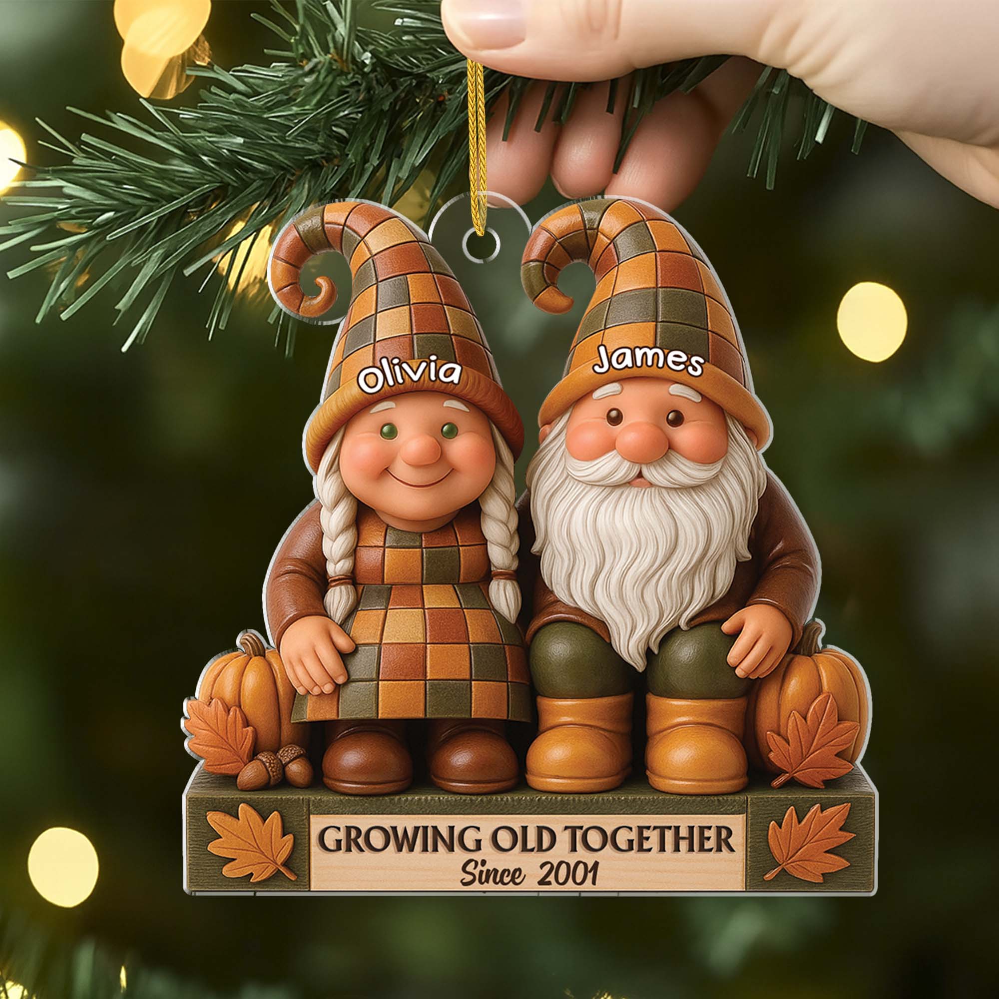 7017OUS2 3d printing effect acrylic christmas gnomes ornaments custom gifts for couples 7017O3P5G