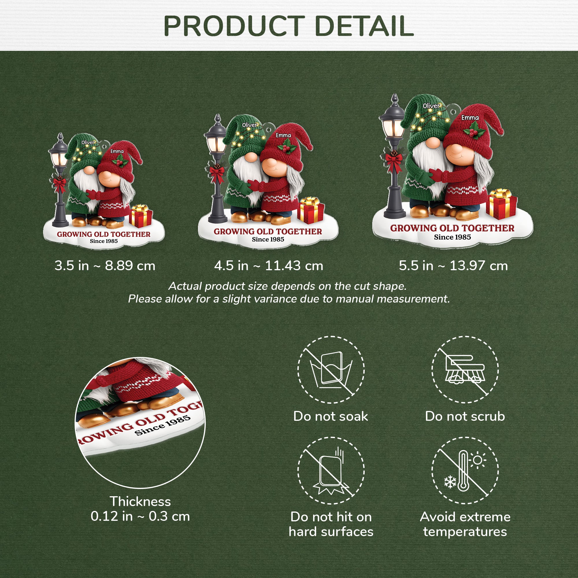 7028OUS3 3d printing effect acrylic christmas gnomes ornaments customized gifts for couples 7028OTV5G