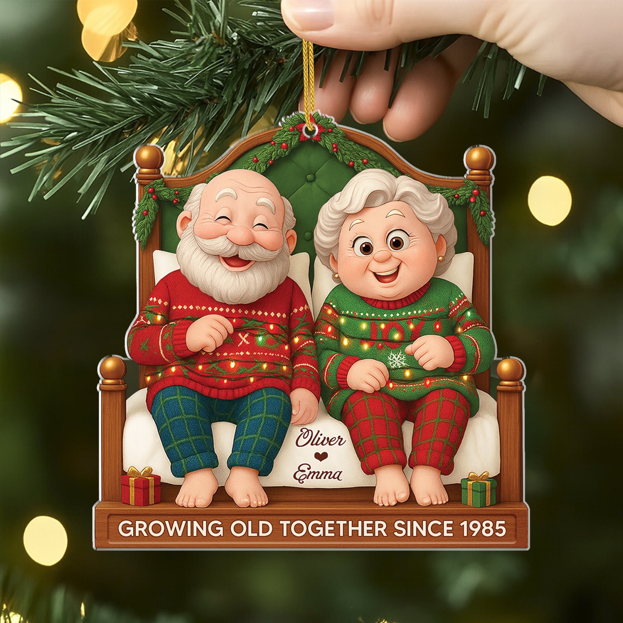 7030OUS2 3d printing effect custom acrylic christmas ornaments gifts for an old couple 7030OTT5G